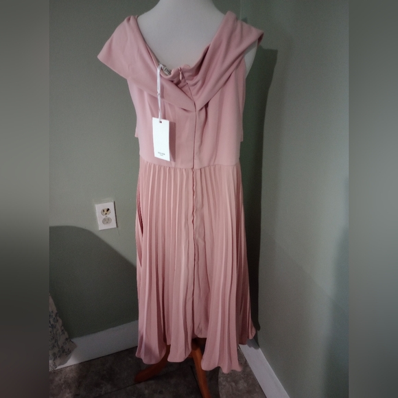 NWT Grace Karin Elegant Pink Pleated Midi Dress XL - Picture 4 of 7